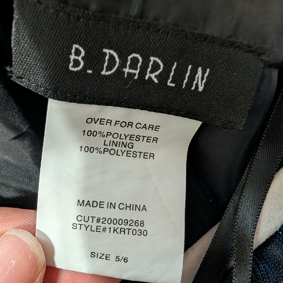 B. Darlin Black and Blue Shimmer Dress With Slit Prom Or MOB - Picture 10 of 11